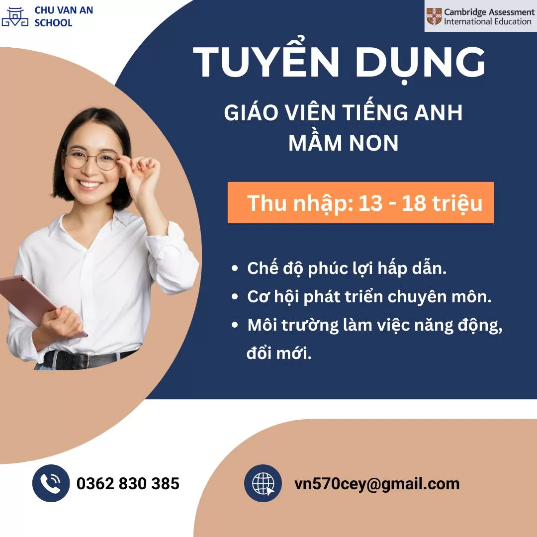 Tuyển dụng giáo viên Tiếng Anh Mầm non